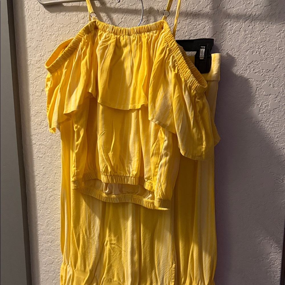 Yellow Ruffled Women's Top and Skirt Set